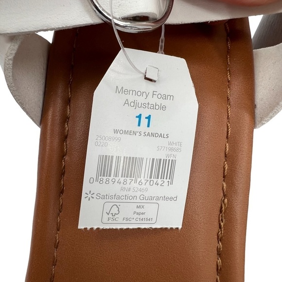 Time And Tru White Memory Foam Platform Block Heel Sandals Size 11 Women’s - Picture 2 of 9